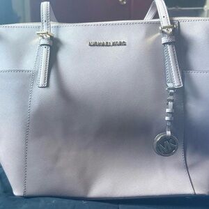 Michael Kors Jet Set Travel Large Saffiano Leather Tote Blush Pink/Nude MK Charm